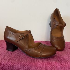 Miz Mooz Franki Leather Heels Brandy Brown Size EU 42 US Size 10.5-11
